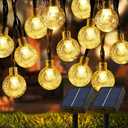 USOKYO Solar Lights Outdoor Waterproof, 2 Pack Total 120LED 72FT Solar String Lights for Outside with 8 Modes, Outdoor String Lights Crystal Globe Patio Lights for Garden Yard Party Decor (Warm White)