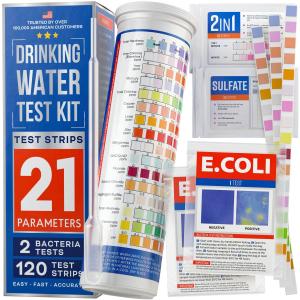 All-New 20 in 1 Drinking Water Testing Kit 120 Strips, Home Tap and Well Water Test Kit for Hardness, Lead, Iron, Copper, Chlorine, Fluoride