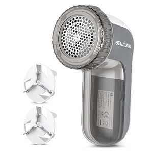 BEAUTURAL Fabric Shaver and Lint Remover, Sweater Defuzzer with 2Speeds, 2 Replaceable Stainless Steel Blades, Battery Operated, Remove Clothes Fuzz, Lint Balls, Pills, Bobbles Gray