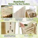 Hamiledyi Rabbit Hay Feeder Guinea Pig Food Holder Bunny Wooden Food Bin Feeder with Water Bottle Small Animals Hay Manger Wood Food Bowls for Guinea Pigs Rabbits Chinchillas Bunnies