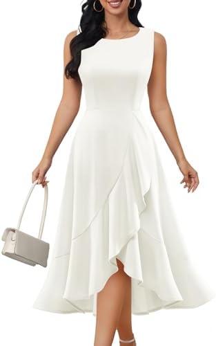 DRESSTELLS Women's Cocktail Party Formal Wedding Guest Church Dresses, Modest Homecoming Prom Evening Dress, XL