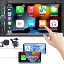 Car Stereo Carplay Android Auto: Double Din Car Radio 7 Inch HD Capacitive Touchscreen Bluetooth Car Audio Receiver LCD Display | Mirrorlink | Backup Camera | USB SD A/V Input | AM FM Radio