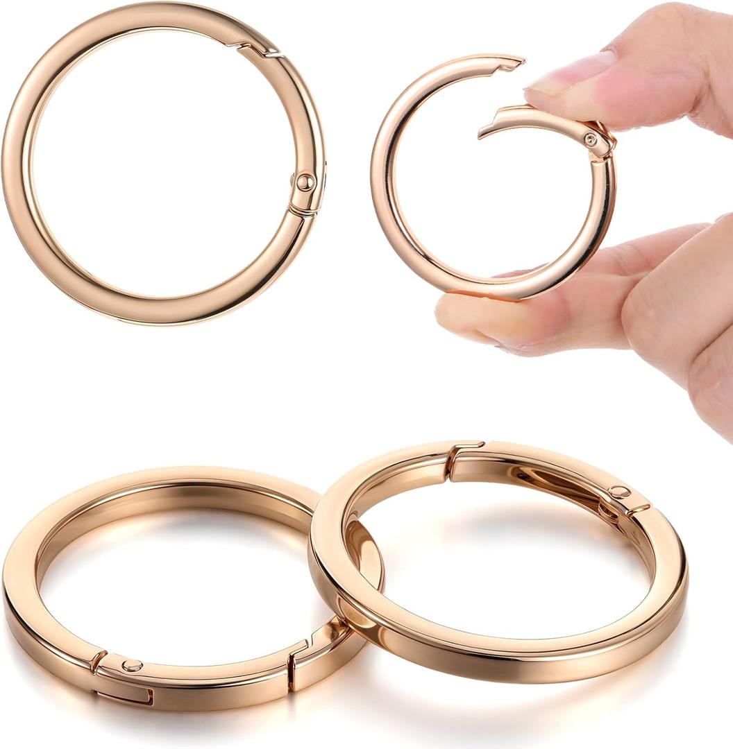 4Pcs Metal O Ring, 2 Inch Keychain Rings, Large Gold Key Rings, Carabiner Keysring Clip, Round Carabiner Clip, Flat Spring O-Ring for Purse Strap, Handbag, Key Chain Hooks Accessories
