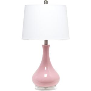 Elegant Designs LT3312-RPK Ceramic Genie Tear Drop Shaped Glossy Table Lamp, Rose Pink