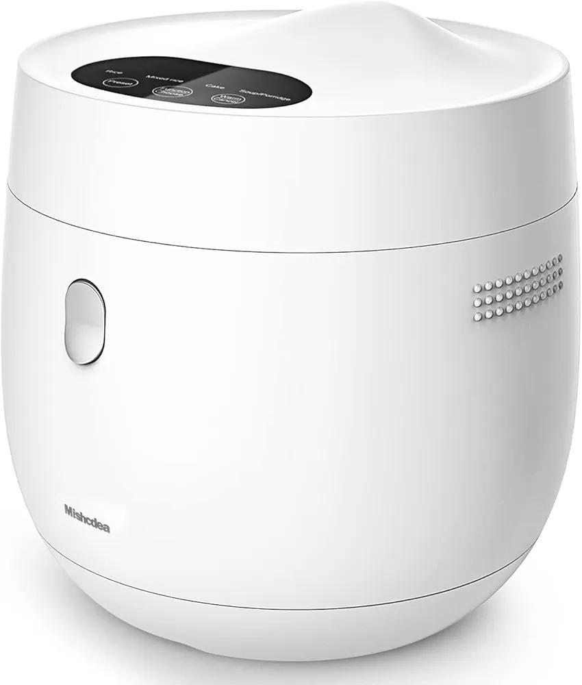 Mishcdea Small Rice Cooker, Nonstick Portable Electric Rice Cooker 4 Cups Uncooked (1L), 24 Hours Preset & 12 Hours Keep Warm, Brown Rice, White Rice, Porridge, Soup and Cake, White