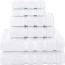 American Soft Linen Luxury 6 Piece Towel Set, 2 Bath Towels 2 Hand Towel 2 Washcloths, 600 GSM 100% Cotton Turkish Towels for Bathroom, White Towel Sets