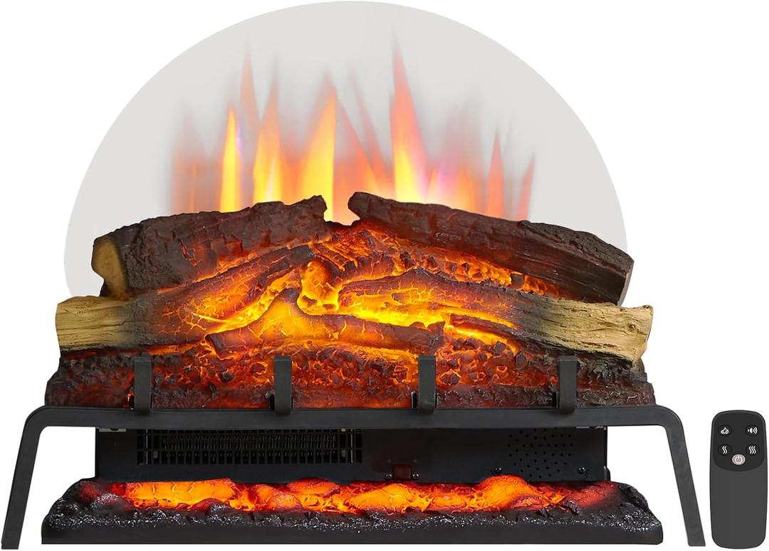 LegendFlame 25" W Free Standing Electric Fireplace Log Set (EF484), Fireplace Insert, Heater 750W/1500W, Crackling Sound, Remote Control, Nora 25" Oak