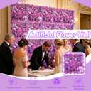 Flower Wall Backdrop, 12PCS 13.8 * 13.8IN Faux Flower Wall Panels for Indoor Outdoor Decor, Floral Backdrop for Birthday Party Wedding Garden Home (Purple, 13.8x13.8 (12pcs))