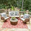 4 x OTOSTAR Outdoor Waterproof Throw Pillow Covers 18x18 Inch Set of 4 Boho Farmhouse Outdoor Cushion Covers for Patio Funiture GardenGeometry80-Grey