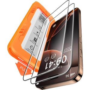 BossKiss for iPhone 16 Pro Screen Protector 6.3", [TOP 9H+ Hardness] [Military Grade Shatter Protection] [Sensitive Touch] [HD Clear Tempered Glass] Full Coverage Easy Installation 2 Pack