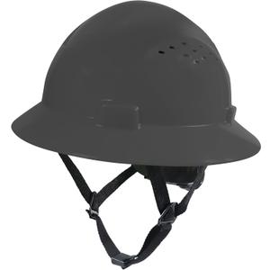 GE Hard Hat, Full Brim, Padded Sweatband, 4-Point Ratchet Suspension, ANSI Z89.1-2014, Impact Resistant, Durable, Lightweight, Adjustable, Class C (Vented) & Class E (Non-Vented) (Gray)