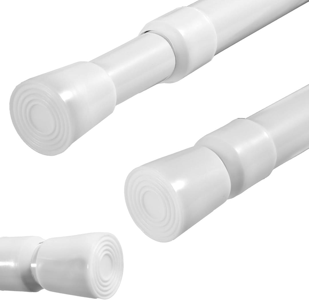 2 Pack Spring Tension Curtain Rods White Ajustable 53-98 inchs, 0.86inch Diameter, Extension Spring Tension Rods Suitable for Use in Bathroom Window Screen Curtain Wardrobe (white)
