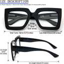 REAVEE 3 Pack Oversized Reading Glasses for Women Large Frame Extra Wide, Blue Light Blocking Readers Stylish Square Thick Eyewear, Black Leopard Clear,  +2.25