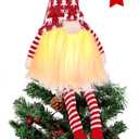 Christmas Tree Topper with Lights,Gnome Tree Topper Lighted Christmas Tree Topper 24 Inch Gnomes Christmas Tree Decorations, Christmas Home Decor-Red