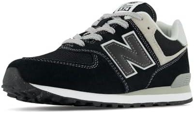 New Balance Kid's 574 V1 Classic Lace-Up Sneaker  Black/White, 6.5 Wide Big Kid