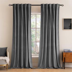 MIULEE Grey Velvet Curtains 84 inches 2 Panels - Luxury Blackout Curtains for Bedroom Living Room Thermal Insulated Super Soft Window Drapes Rod Pocket & Back Tab, W52 x L84 inches