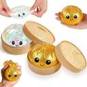 2PCS Dumpling Squeeze Box, Anxiety Relief Fidget, Soft Squeeze Decompression Dough (Golden+Transparent)