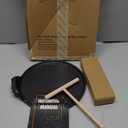 ESLITE LIFE 9.5 Inch Crepe Pan with Spreader, Nonstick Ceramic Flat Skillet Dosa Tawa Comales Para Tortillas Pancake Pan, PTFE & PFOA Free, Black