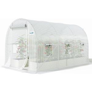 Quictent 10x7x7 FT Essential Greenhouse for Outdoors, Portable Walk-in Tunnel Hoop House with 6 Screen Windows & Zipper Door, Heavy Duty Frame for Garden Plant Vegetable, White