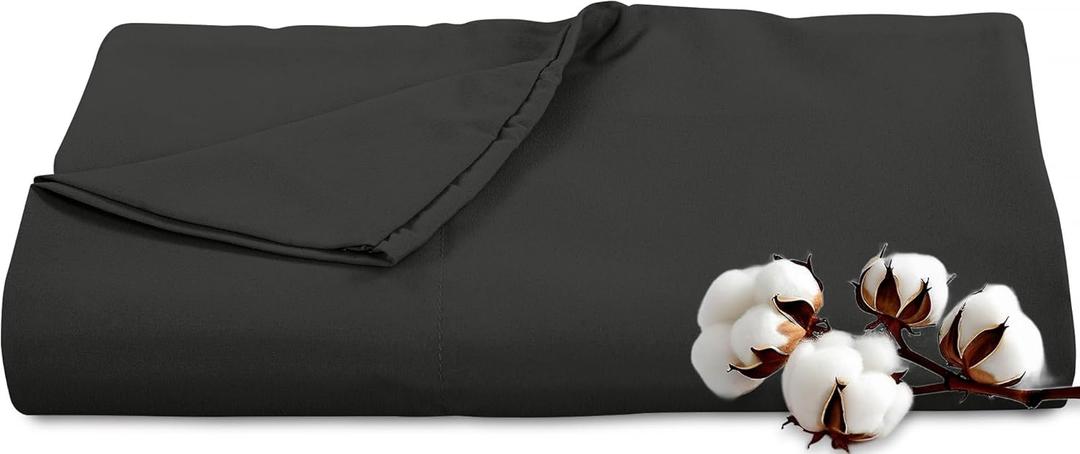Royale Linens 300 Thread Count 100% Long Staple Combed Cotton Flat Sheet - Super Soft - Top Sheets - King Flat Sheet Sold Separately - Breathable, Cool & Crisp Percale Sheets Only (King, Black)