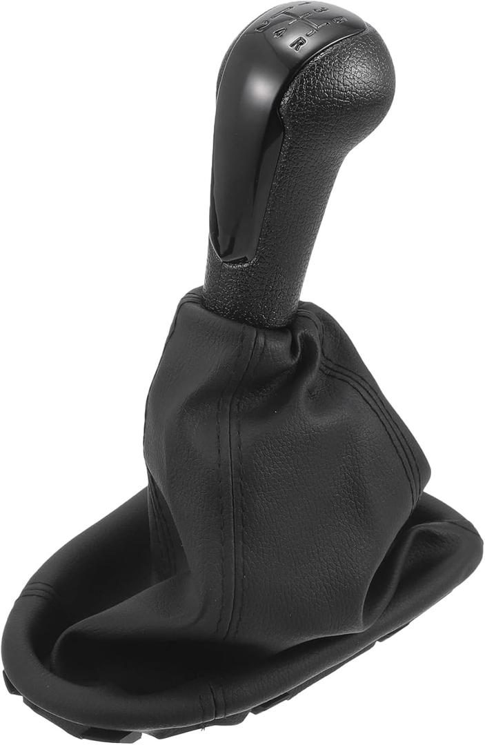 5 Speed Manual Gear Shifter Knob with Cover for Chevrolet Spark | Automotive Gearbox Stick Shifter Lever Knob Black Plastic and Faux Leather 1 Pcs