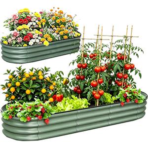 NestNature 12" Tall Galvanized Garden Bed,10-in-2 Modular Raised Garden Bed
2Pack Metal Planter Box for Vegetables Fruits Flowers Herbs, 8x2|2X2FT Rust Resistant Outdoor Garden Bed for Patio Backyard