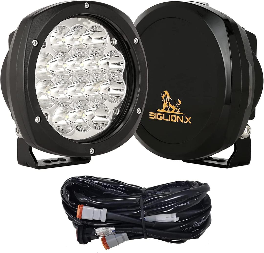 2 Pack BIGLION.X 5Inch 160W Round Led Driving Lights Off Road Spot Lights Offroad Driving Light Bar 18800LM with Wiring Harness Waterproof IP69K 12V 24V for Pickup Trucks ATV UTV SUV