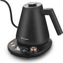 Elite Gourmet EKT3001 1L Digital Water Kettle, 304 Stainless Steel Interior, Programmed Temperatures, Keep Warm Function, Cordless, 360 Base, Auto Off & Audible Indicator, Matte Black