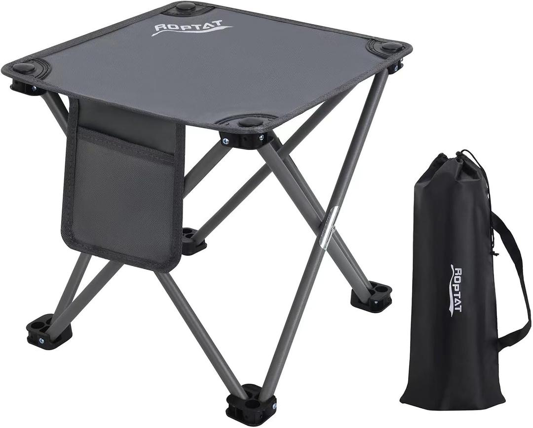 Roptat Camping Stool, Portable Folding Compact Lightweight Stool Seat for Camping Fishing Hiking Gardening Outdoor Walking Backpacking Travelling and Beach with Carry Bag (Grey)