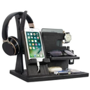 Gift for Men Nightstand Organizer with Headphone Stand & Rotating Phone Stand, Stylish Headphone Holder to Keep Desk Accessories for Men Organized, Unique Dad Birthday Gift, Gifts for Boyfriend