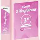 SUNEE 3 Ring Binder 3 Inch 1 Pack, Clear View Binder Three Ring PVC-Free (Fit 8.5x11 Inches) for School or Office Supplies, Pink