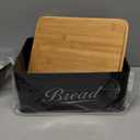 RoyalHouse Modern Metal Bread Box with Bamboo Cutting Board Lid, Bread Storage Container for Kitchen Counter, Vintage Kitchen Decor Organizer  Black