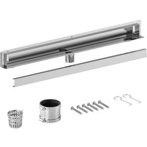 Neodrain 36 in Brushed Wall Drain, 304 Stainless Steel Side Drain with Grate and Hair Strainer, Lateral Shower Drain for Bathroom