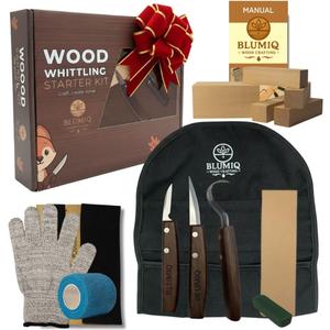 Wood Carving Kit for Beginners | Complete 18-Piece Wood Carving Knife Set | Online Video Training | Travel Ready Roll Bag | Strong Rivet Assembly | Sharpening Accessories | Whittle kit for Beginners