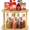 HomeMall Bamboo Lazy Susan Turntable Organizer, 2 Tier Lazy Susan Spice Rack Kitchen Turntable for Kitchen Countertop Cabinet Pantry Home Organization, 10''