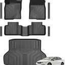 Floor Mats for Honda Civic Sedan 2012-2015, All Weather Floor Mats Trunk Cargo Liner and Door Sill Guards Accessories, Full Coverage Set (Not fit Coupe or Hybrid Models)