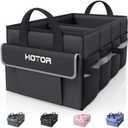 HOTOR Trunk Organizer - Car Organizer with 5 Pockets, Trunk organizer for SUV, Sedan & Van, Car Organization with Sturdy Base Panel for Car Accessories, Black, 2 Compartments, 21.3"12.6"10.6" (Medium)
