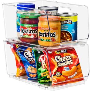 Sorbus Stackable Storage Bins Open Front - Clear Stackable Storage Bins - Pantry Bins for Storage and Organization - Acrylic Stackable Bins for Kitchen - Clear Pantry Organizer Bins (Medium 2 Pack)