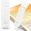 Glocusent 12 LED Rechargeable Book Light, Clip-on Reading Light with 5 Colors & 5 Brightness Levels, Up to 100Hrs Runtime, Eye-Caring Reading Lights for Books in Bed, Perfect for Book Lovers, Kids (White)