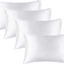 BEDELITE Satin Pillowcase for Hair and Skin, Super Soft Similar to Silk Pillow Cases 4 Pack with Envelope Closure, Cooling Pillowcases for Women Men (20"x30" Queen Size, White)