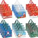 24Pcs Christmas Gift Bags, Christmas Tote Bags with Handles, Reusable Non-Woven Shopping Bags for Xmas Gifts Wrapping Holiday Party Supplies, 12.8"9.8"6.7", Christmas Bags 24 pcs