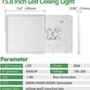 16 Inch Square LED Flush Mount Ceiling Light 2 Pack, 36W 3600LM, 3000K/4000K/6000K CCT Selectable, White Super Slim Low Profile Ceiling Light Firxtue for Bedroom/Kitchen/Living room/Dinning room, 16" 2pk