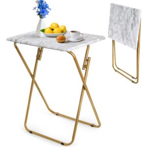 ZAVOOS Folding TV Tray Table, Rectangular TV Trays Dinner Snack Table for Eating on Couch, Portable Sturdy Marble Laptop Table with No Assembly Required for Bed, Recliner, Small Space, Medium
