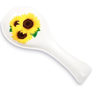 Sunflower Spoon Rest Holder for Stove Top Ceramic Yellow Utensil Spoon Holder Decoration Gift for Mother's Day Kitchen Sunflower Accessories Housewarming Gift, Funny Summer Decoration for Coffee Bar