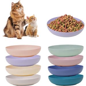 [8 Pack] Cat Dishes Whisker Friendly, Shallow Wide Pet Food and Water Bowl, Durable Wheat Straw Cat Bowls for Indoor Outdoor Cats