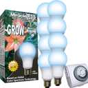 Miracle LED 12W Blue Spectrum Ultra Grow Light Replacing 150W (8-Pack) with Bonus SproutMatic Grow Light Timer