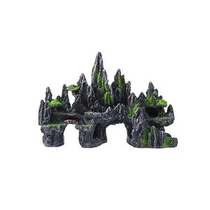 SiissaPeksid Large Fish Tank Decorations - Mountain View Aquarium Ornament with Tree House Cave Bridge, Large