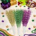 Tifeson 24 Pcs Mardi Gras Decorations Berry Picks, 17 inch Glitter Purple Gold Green Carnaval Artificial Tree Topper Mardi Gras Floral Picks for Wreaths Table Centerpiece Vase Home Decor