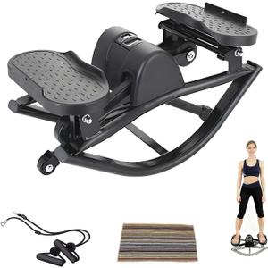 Rock Stepper,Step Rocker Side to Side,Lateral Rocking Fitness Stepper Home Workout Machine, Fitness Equipment Suitable for Home, Apartment, and Dormitory use (All Black)