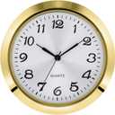 Hicarer 2-1/8 Inch (55 mm) Quartz Clock Insert, Zinc-Alloy Metal Case, Arabic Numeral, White Face (Gold)